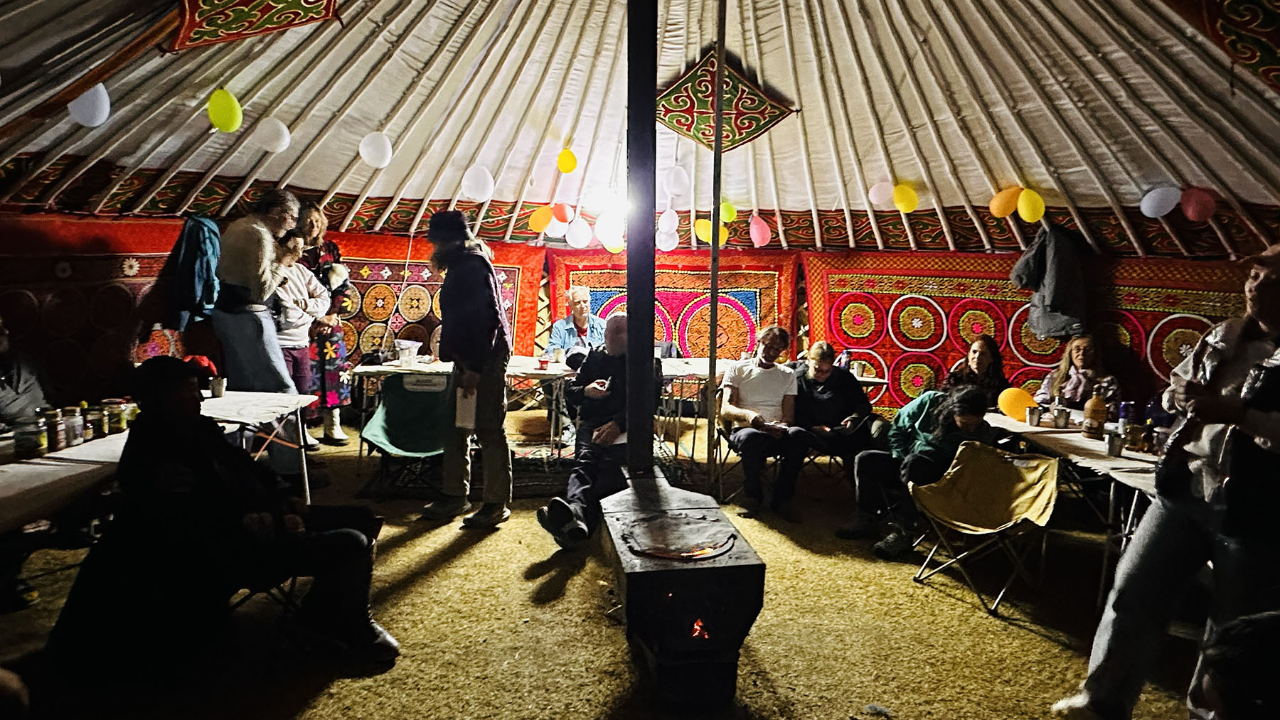 Celebrating birthday in a traditional Kazakh ger